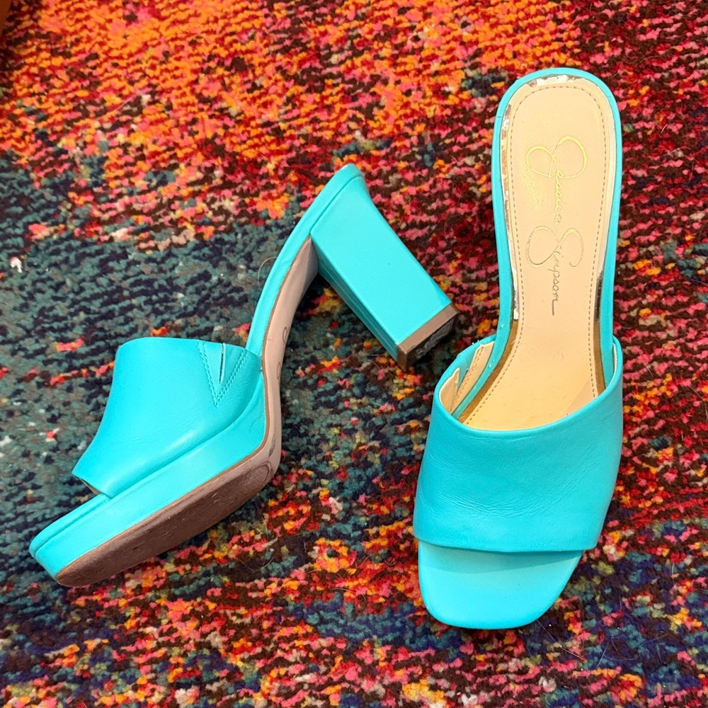 Jessica Simpson Aqua Blue Mules